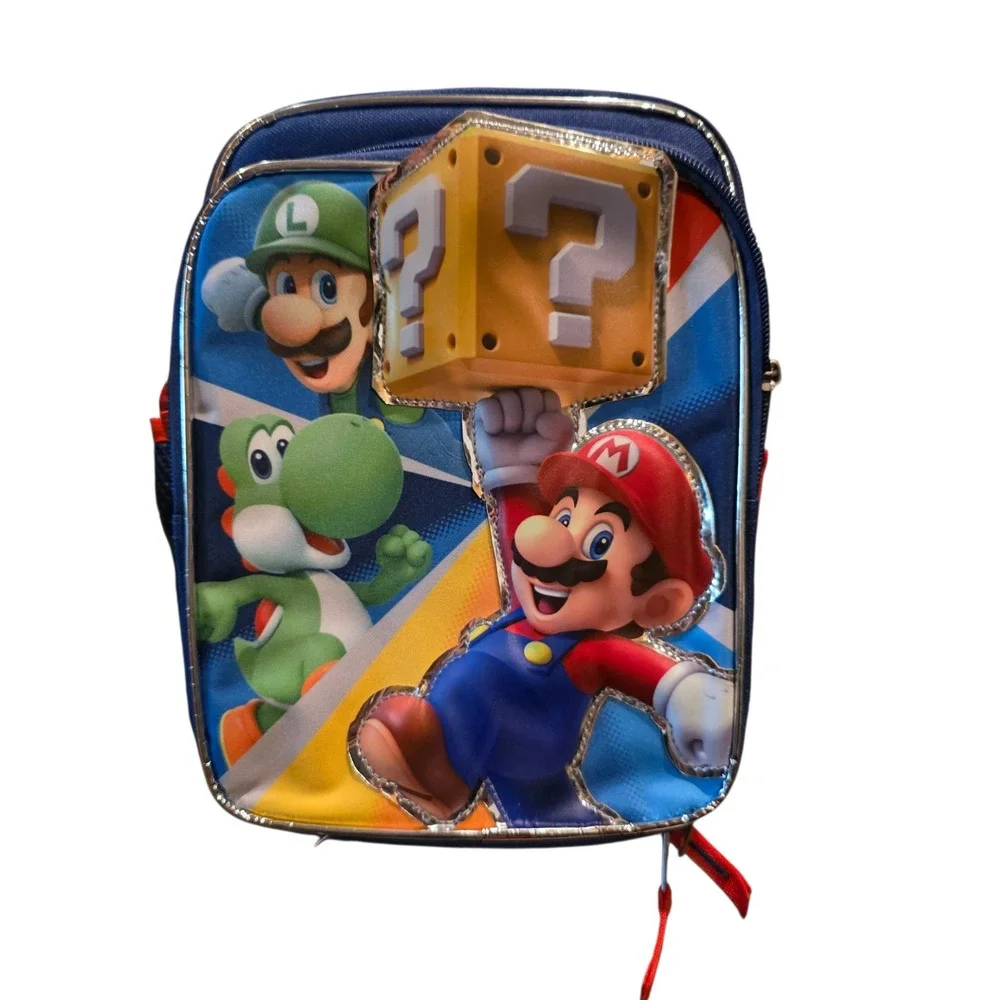 Super Mario Brothers Lunch Box Insulated Yoshi Luigi Mario Question Block NWT‎